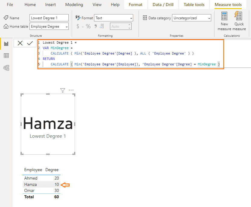 get value based on another column in Power BI