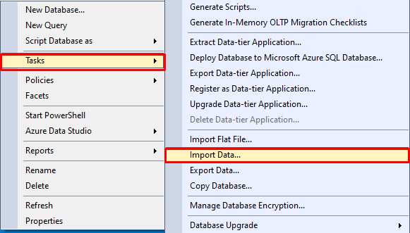 Import Data in SQL