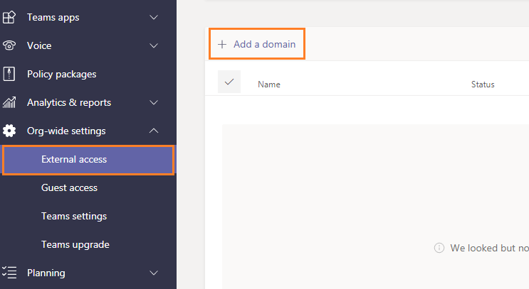 Microsoft teams allow or block a domain in external access