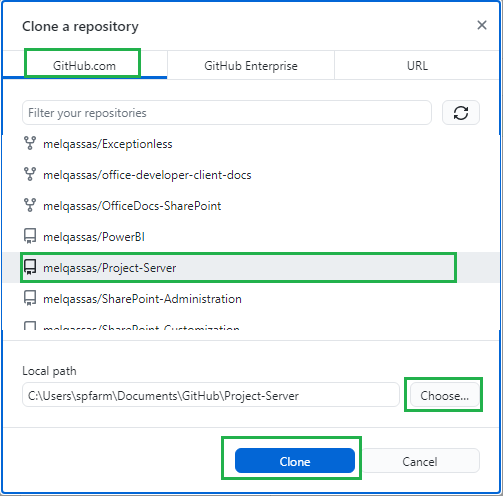 clone repository from GitHub.com