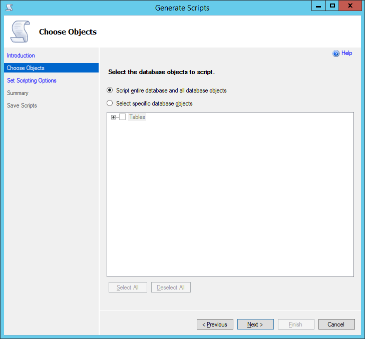 Generate Scripts to the entire database objects