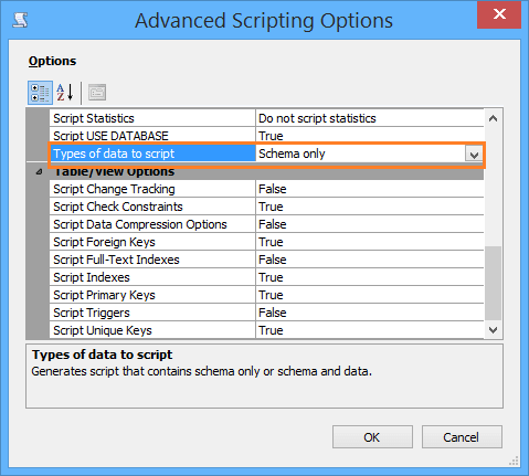 Missing data in SQL Generate Scripts