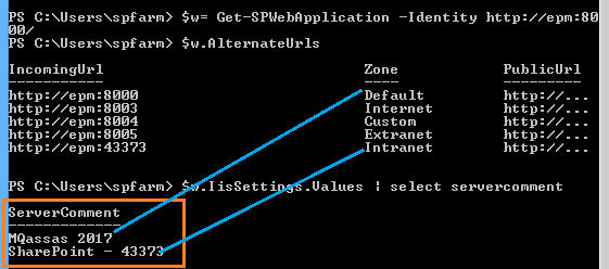 Get List of all extended web application SharePoint 2016