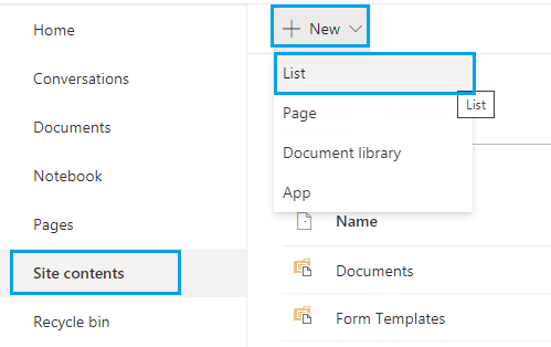 create list from another list in SharePoint online