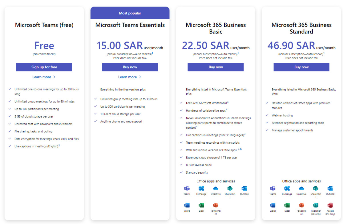 Microsoft Teams Pricing