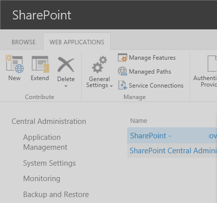 sharepoint web applications list