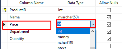 Change data column type in SQL