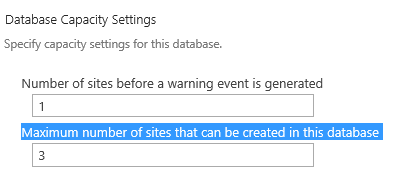SharePoint Content Database Capacity Settings