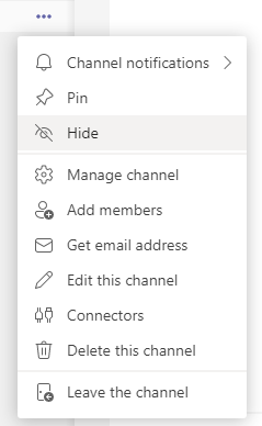 hide channel in Microsoft Teams