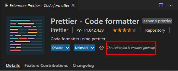 Prettier code formatter