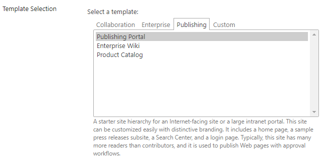 Missing Publishing Site with Workflow in SharePoint 2016