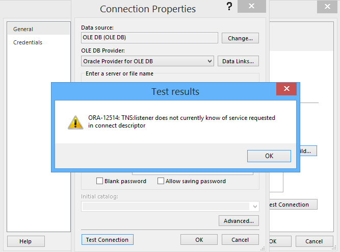 ORA-12514: TNS Listener does not currently know of service requested in connect descriptor