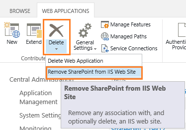 Remove SharePoint from IIS web site