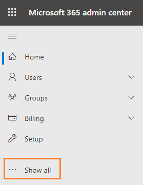 show all admin center in Microsoft 365
