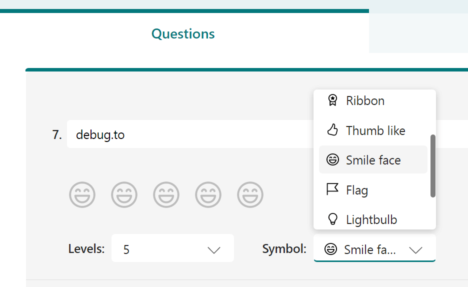 Smile face in Microsoft Forms