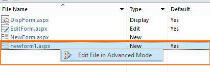 Edit file in Advanced mode