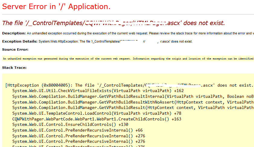 the file user control.ascx doesn't exist in SharePoint webpart