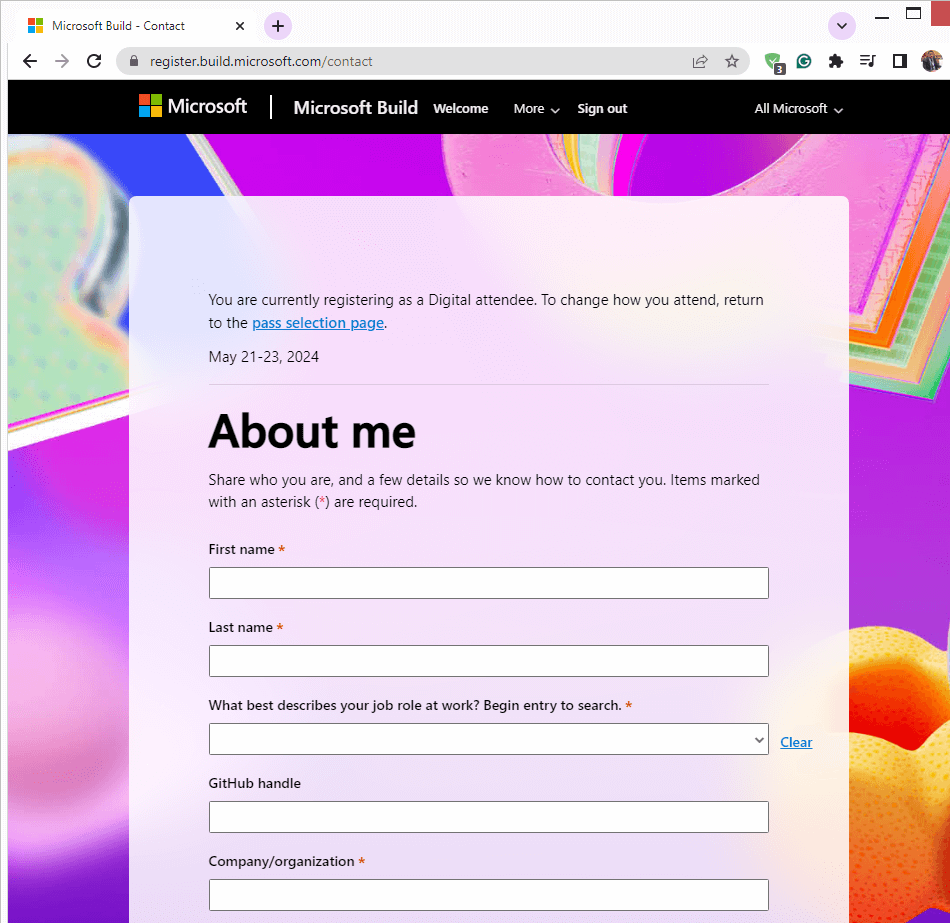 Register Form To Microsoft Build 2024
