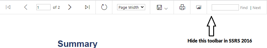 hide toolbar in ssrs 2016