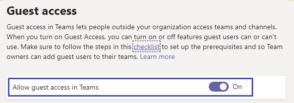 turn on guest access in Microsoft Teams