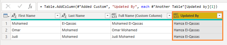 How to Reference a column in another table in a custom column in Power Query Power BI