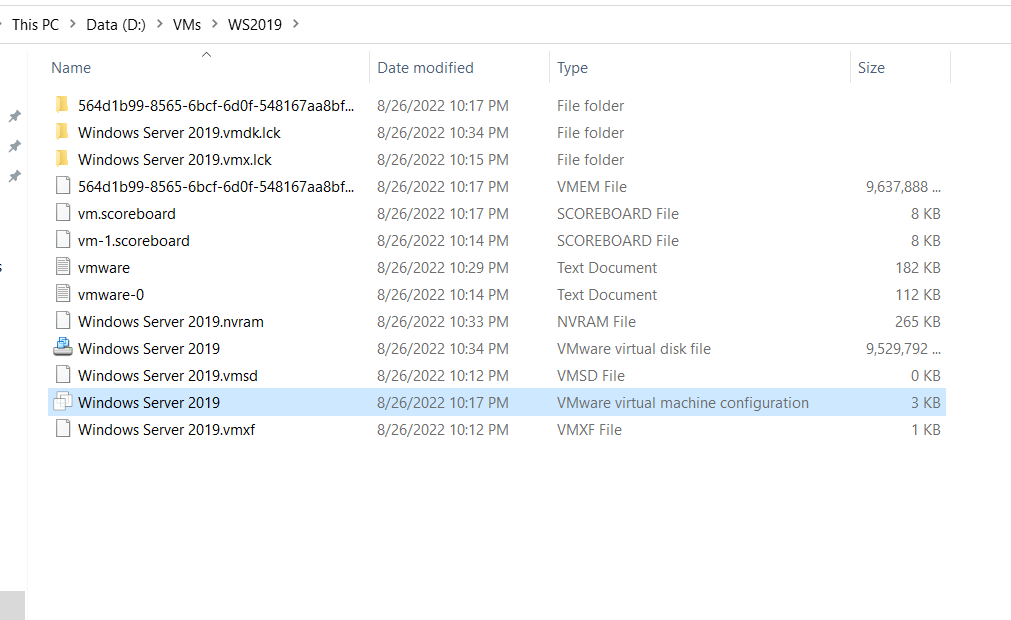 Configuration file in  VMware Workstation