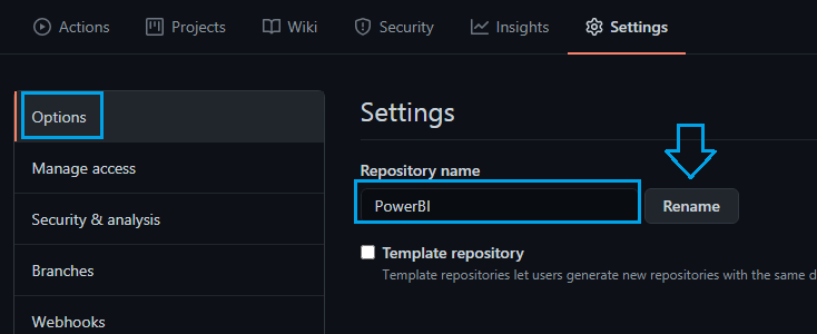 rename repository name in GitHub website