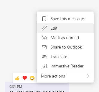 delete message option is missing in Microsoft Teams