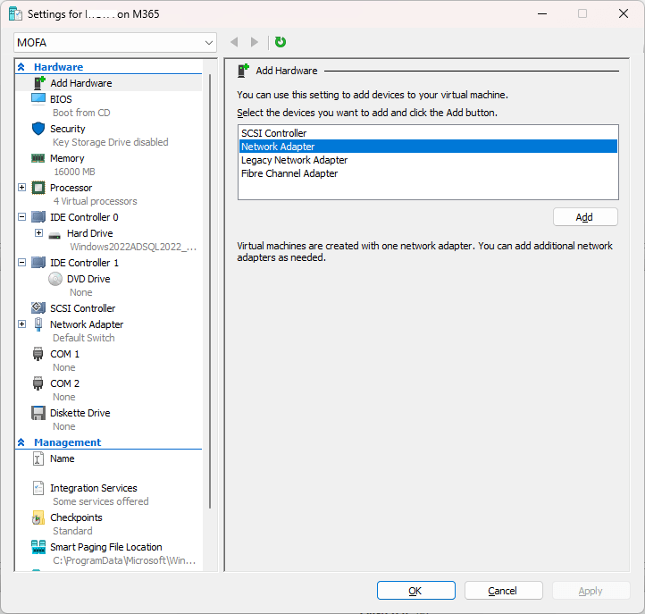 add network adapter