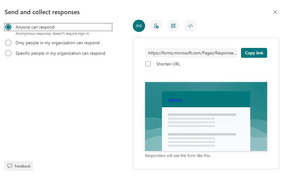 enable anyone can respond in Microsoft forms