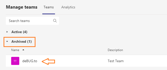 Where I can find the archived teams in Microsoft Teams