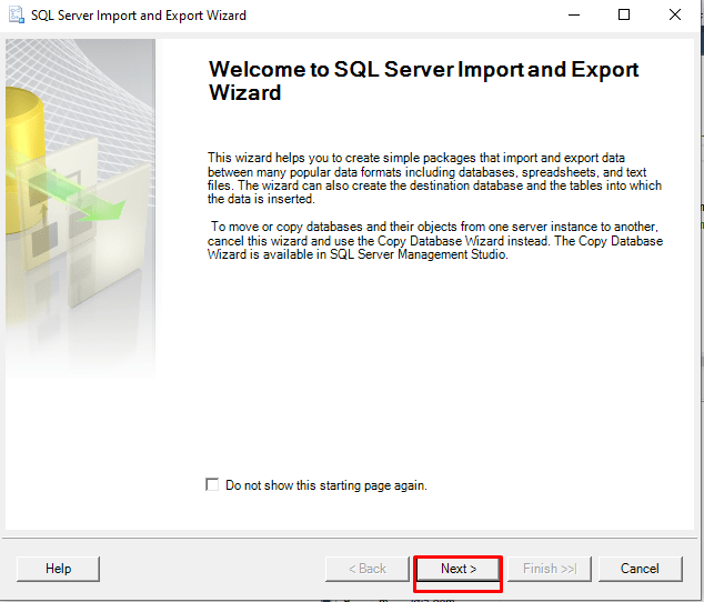 Export and Import wizard