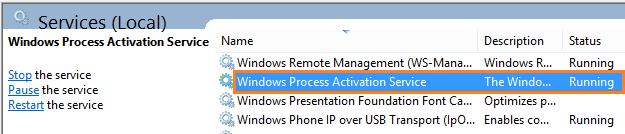 Windows process activation service не стартует