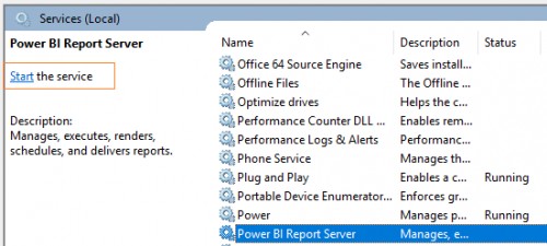 restart the Power BI Report server service