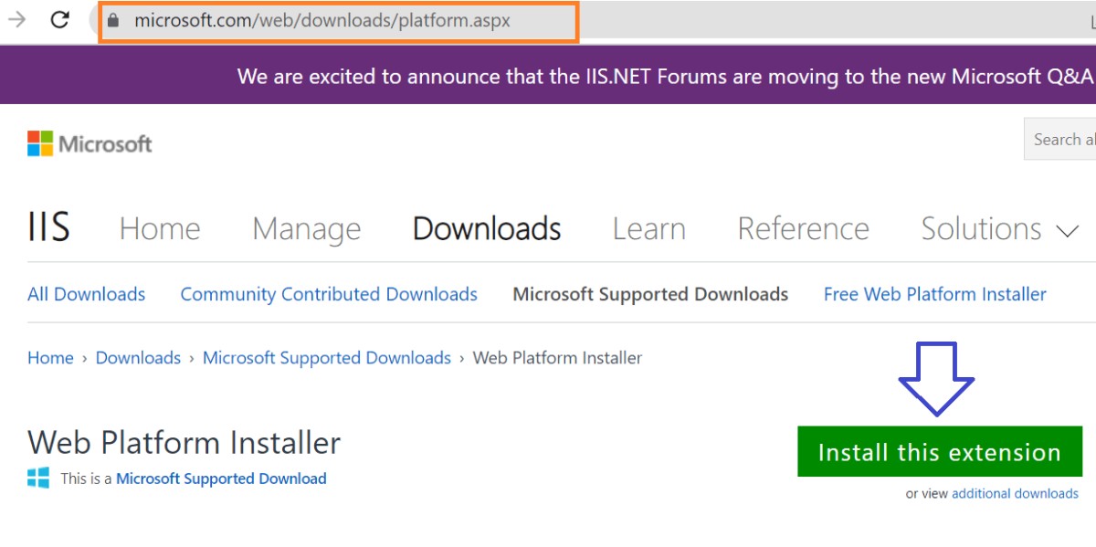 Download and Install Web Platform Installer