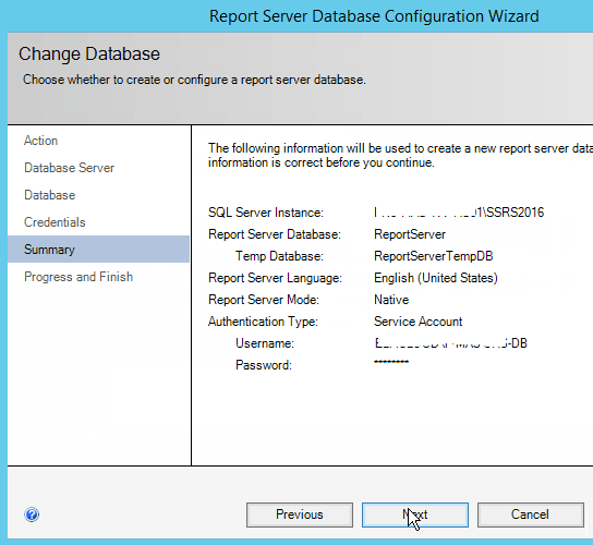 Summary for report server SSRS 2016