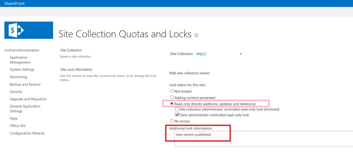 Site Lock Information