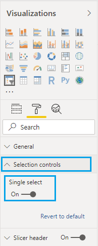 set the slicer to single selection in power bi