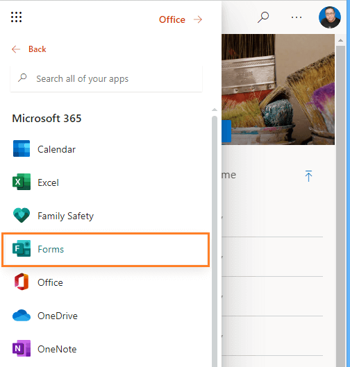 Microsoft Forms is not listed in Office 365 Apps