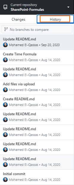 check history in GitHub desktop