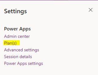 Check your Power Apps Plans List