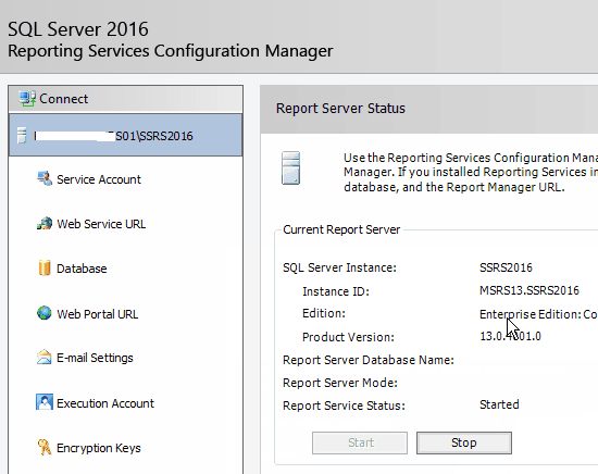 Connect to SSRS 2016 Started