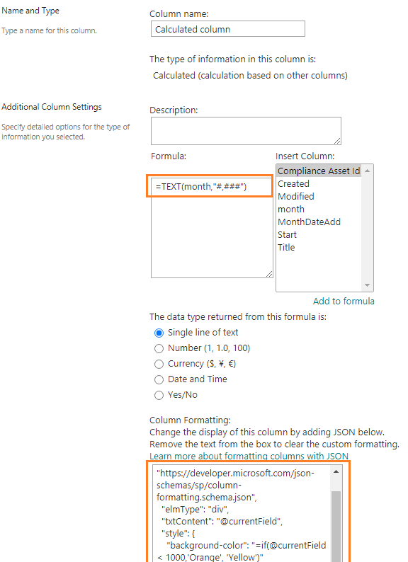 create a calculated column thousand format with JSON Column Formatting in SharePoint Online