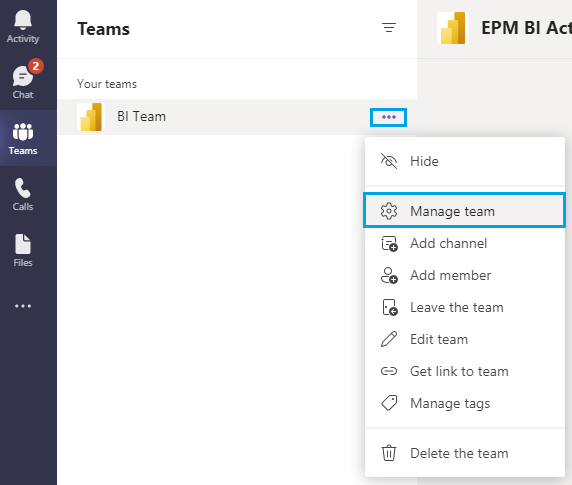 manage a team in Microsoft Teams Desktop