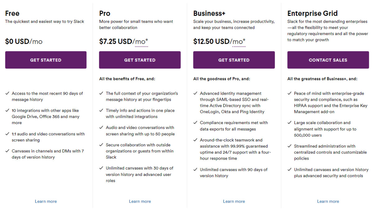 Slack Pricing