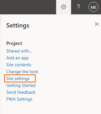 site settings in Project Online