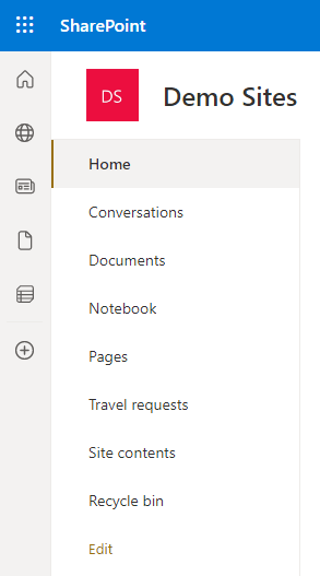 show navigation bar horizontally in SharePoint Online