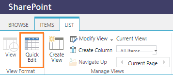 Quick edit in SharePoint 2019 list