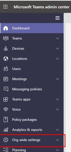 Open Microsoft Teams admin center