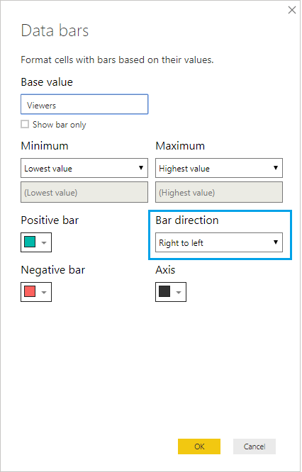 Use bar chart conditional formatting in a table in Power BI